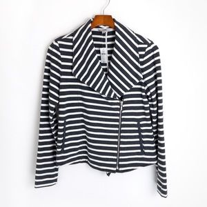 GAP . Asymmetric Zip Striped Knit Jacket